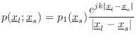 $\displaystyle p(\underline{x}_l;\underline{x}_s) = p_1(\underline{x}_s) \frac{e...
...derline{x}_l-\underline{x}_s\vert}}{\vert\underline{x}_l-\underline{x}_s\vert}
$