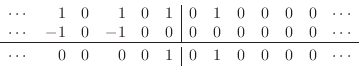 \begin{displaymath}\begin{array}{crrrrr\vert rrrrrrc} \cdots & 1 & 0 & 1 & 0 & 1...
... 0 & 0 & 0 & 0 & 1 & 0 & 1 & 0 & 0 & 0 & 0 & \cdots \end{array}\end{displaymath}
