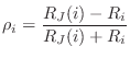 $\displaystyle \rho_i = \frac{R_J(i)-R_i}{R_J(i)+R_i}$
